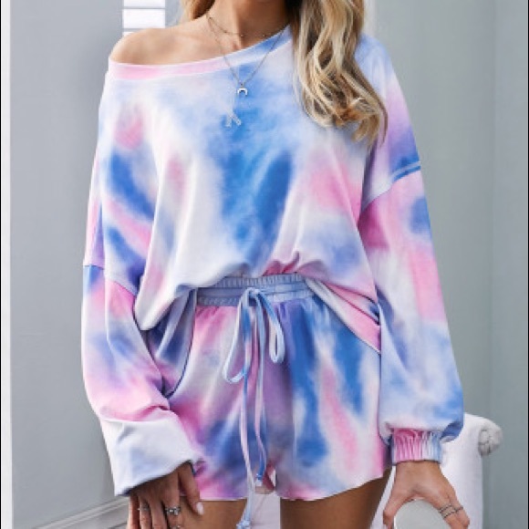 unbranded Other - Tie Dye Multicolored Loungewear Set Blue Pink XL